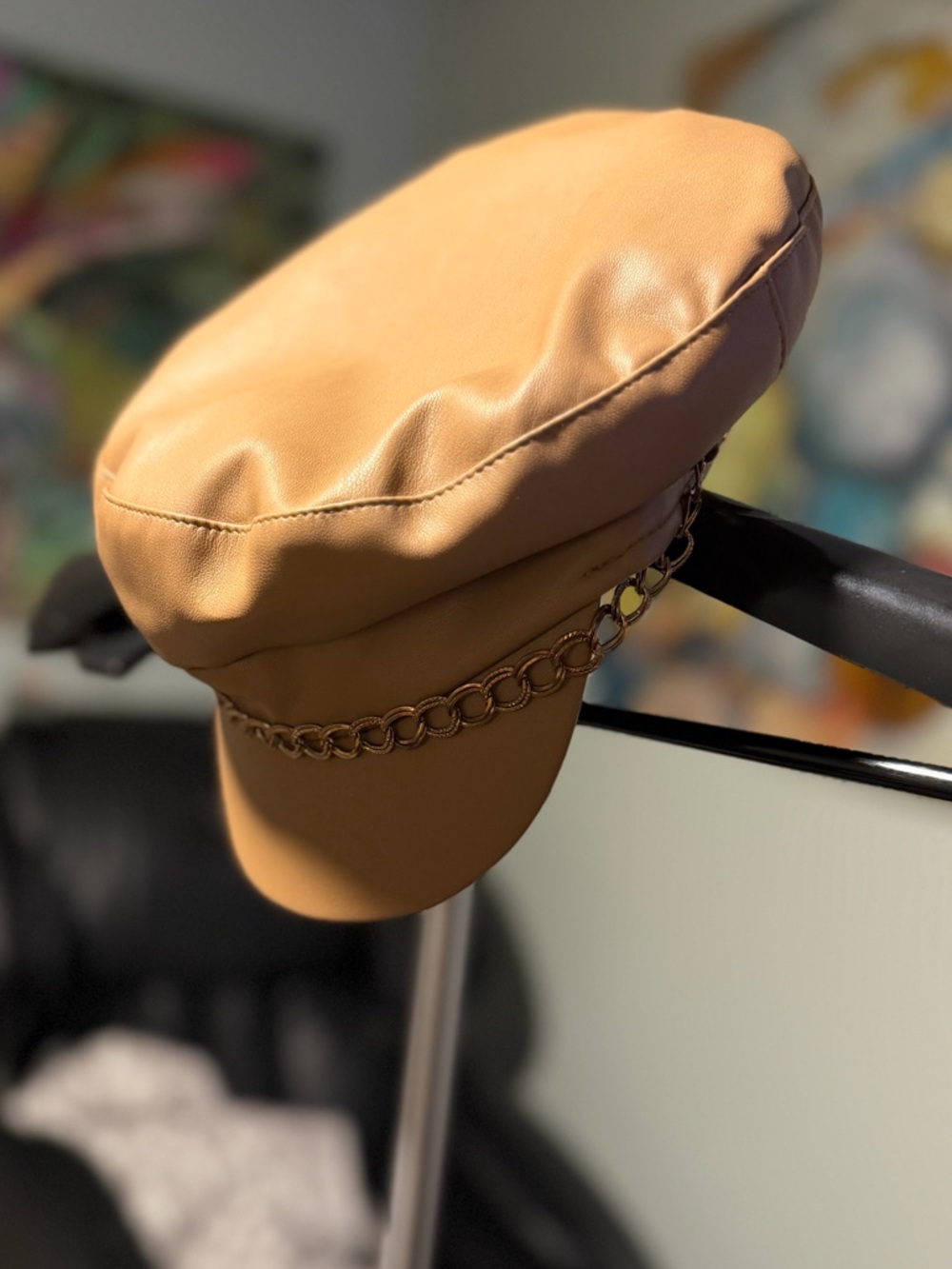 Baker boy newsboy y2k hat tan faux leather